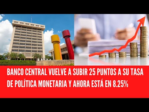 BANCO CENTRAL VUELVE A SUBIR 25 PUNTOS A SU TASA DE POLÍTICA MONETARIA Y AHORA ESTÁ EN 8.25%