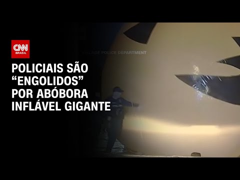 Policiais são “engolidos” por abóbora inflável gigante | CNN PrimeTime