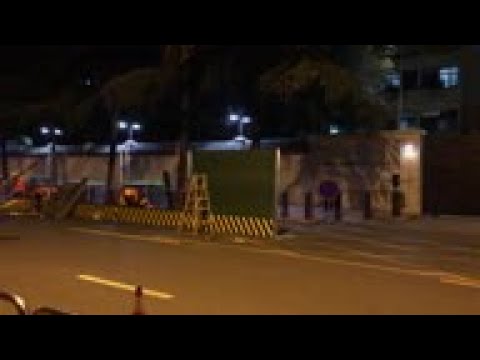 Wall erected outside US consulate in Chengdu