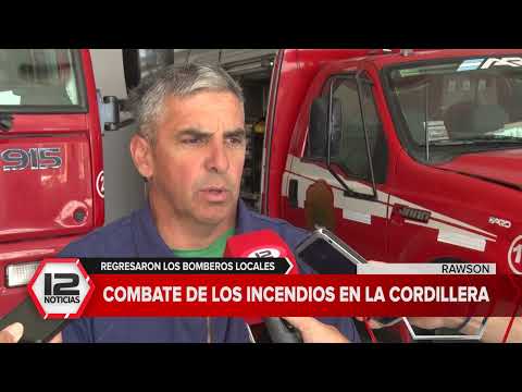 RAWSON | Llegaron  bomberos locales que participaron en el combate de los incendios en la cordillera