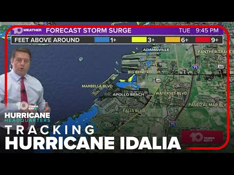 Storm surge predictions around Tampa Bay region