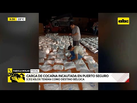 Carga de cocaína incautada en Puerto Seguro