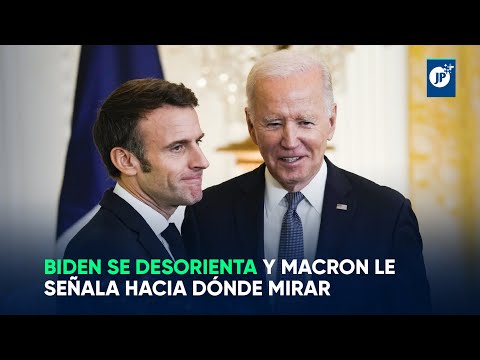 Biden se desorienta y Macron le señala hacia dónde mirar