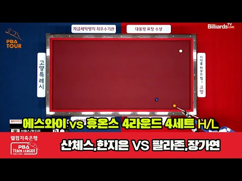 4세트 HL 에스와이(산체스,한지은) vs 휴온스(팔라존,장가연)[웰컴저축은행 PBA 팀리그 2023-2024] 4라운드