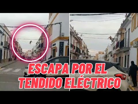 ESCAPA DE LA GUARDIA CIVIL POR LOS CABLES DE LA LUZ EN BRENES, SEVILLA