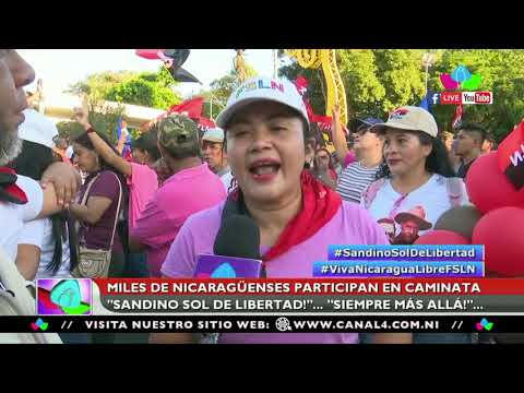 Miles de nicaragüenses participan en caminata “Sandino sol de libertad… Siempre más allá”