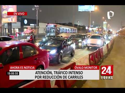 Óvalo Monitor: reportan tráfico intenso por reducción de carriles en Av. Javier Prado