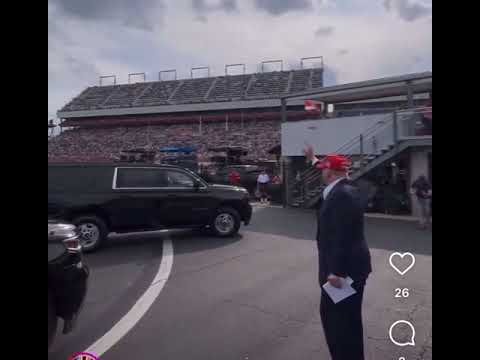 Trump caught waving at a non existent crowd b4 his Pr team edit Nascar
