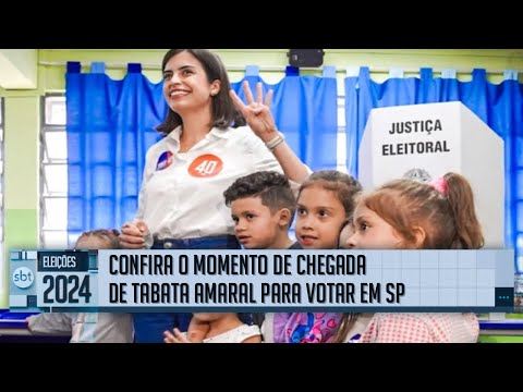 Eleições 2024: Confira o momento de chegada de Tabata Amaral para votar em SP