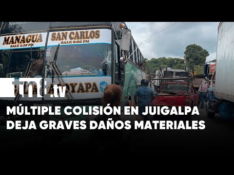 Choque múltiple en Juigalpa: Impactante colisión de seis vehículos