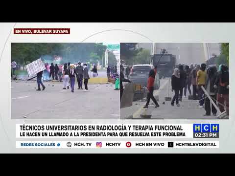 Universitarios protestan nuevamente en ambos carriles del bulevar Suyapa