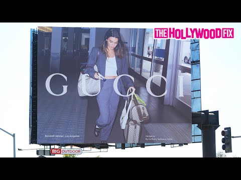Kendall Jenner Models For Gucci At LAX For Her New Billboard On The Sunset Strip In West Hollywood