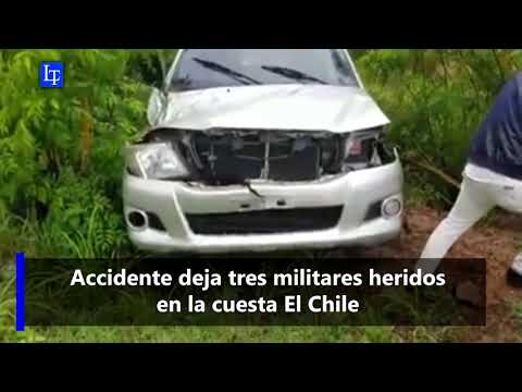 Accidente deja tres militares heridos en la cuesta El Chile