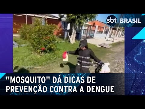 Gari se fantasia de mosquito em luta contra dengue | SBT Brasil (18/03/24)