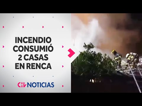 ENORME INCENDIO consumió dos viviendas en Renca: 100 bomberos trabajaron para controlar llamas