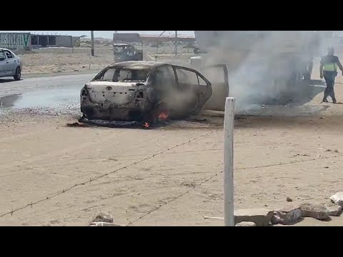 Chimbote: Alcalde salva de morir tras incendiarse el vehículo en el que viajaba