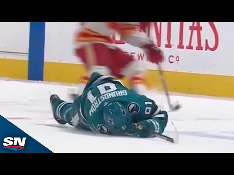 Flames Brayden Pachal Drops the Gloves After Massive Hit on Sharks Mikael Granlund