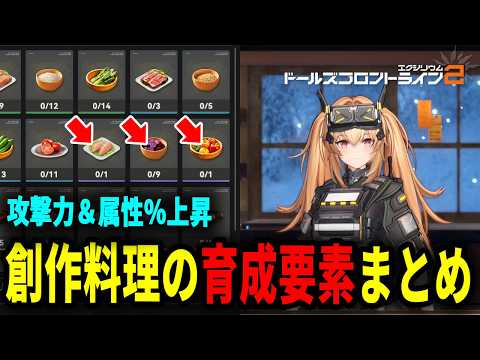 【ドルフロ2】創作料理のキャラ育成要素のまとめ！【ドールズフロントライン2】