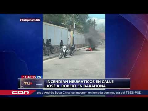 Incendian neumáticos en calle José A. Robert en Barahona