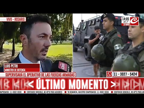 Luis Petri llegó a Rosario: Las Fuerzas Armadas tienen que venir con mayor apoyo de la ley