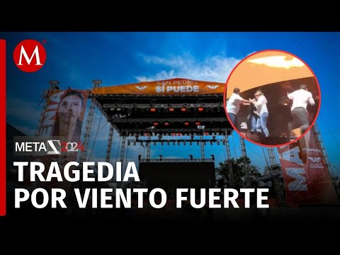 Fuertes vientos hacen colapsar escenario de Movimiento Ciudadano en San Pedro Garza García