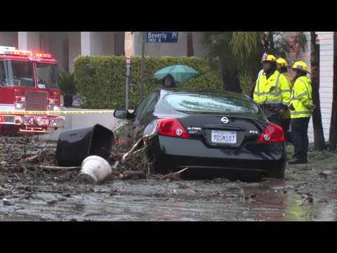 Cars buried by mudslide from historic Southern California rain