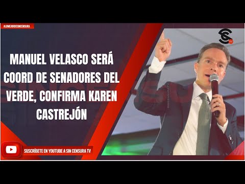 MANUEL VELASCO SERÁ COORD DE SENADORES DEL VERDE, CONFIRMA KAREN CASTREJÓN