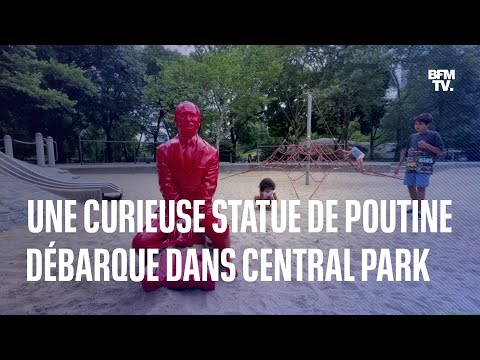 Une curieuse statue rouge de Poutine débarque à Central Park