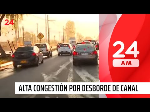 Caos vial en Maipú por desbordamiento del canal Santa Marta | 24 Horas TVN Chile
