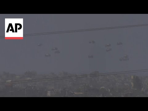 Air drops of aid supplies parachuted into Gaza Strip as Israel-Hamas war continues