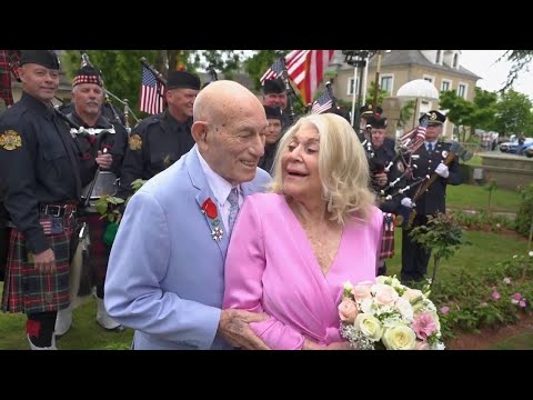 100-year-old World War II veteran marries 96-year-old sweetheart near Normandy's D-Day beaches