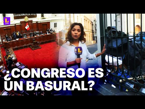 Pañales, cigarrillos y restos de comida: Lanzan basura a la fachada del Congreso del Perú