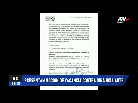 Presentan moción de vacancia contra Dina Boluarte