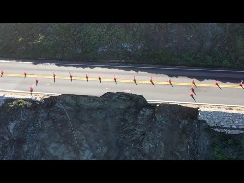 Heavy rains cause lane collapse along California's iconic Highway 1