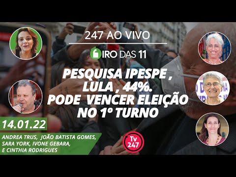Giro das 11 - Pesquisa Ipespe, Lula, 44% - pode vencer eleição no 1º turno (14.01.22)
