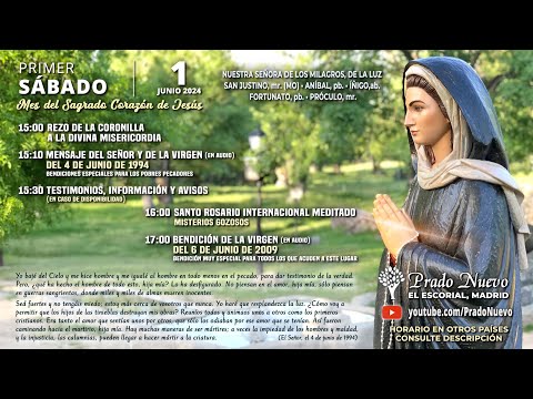 Primer Sábado 4 de Mayo 2024: ROSARIO MEDITADO (Misterios Gozosos) en DIRECTO desde Prado Nuevo