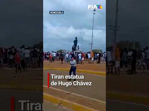 Derriban estatuas de Hugo Chávez tras elecciones en Venezuela que da victoria a Nicolás Maduro.