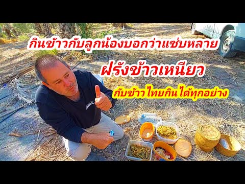 ฝรังข้าวเหนียวกับข้าวไทยกินได้