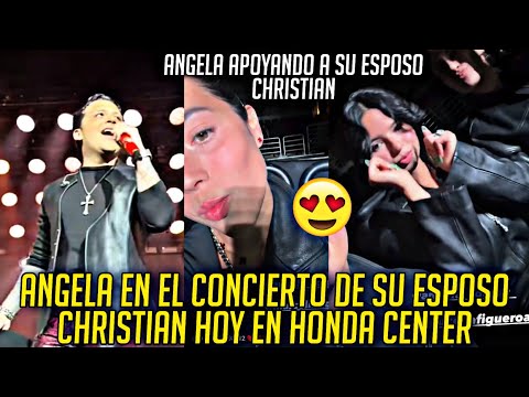 ANGELA APOYANDO A SU ESPOSO CHRISTIAN HOY EN SU CONCIERTO EN EL HONDA CENTER CALIFORNIA