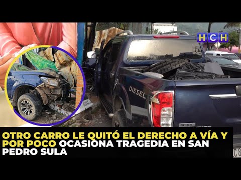 Otro carro le quitó el derecho a vía y por poco ocasiona tragedia en San Pedro Sula