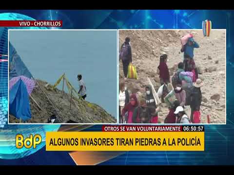 Morro Solar: invasores lanzan piedras contra la Policía para evitar ser desalojados (1/2)