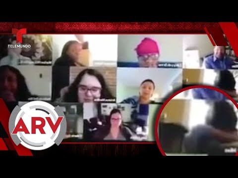 Mujer sale al baño durante videoconferencia y olvida quitar la cámara | Al Rojo Vivo | Telemundo
