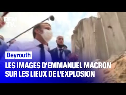 Les images d'Emmanuel Macron sur les lieux de l'explosion dans le port Beyrouth