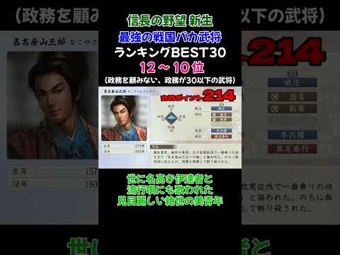 戦国の世でしか生きられないであろう、政務を顧みない「戦国バカ」最強ランキングBEST30 12~10位【信長の野望・新生PK】 #ランキング#信長の野望新生 #ゲーム実況#最強