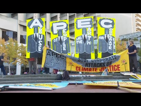 Protesters gather in downtown San Francisco as APEC begins