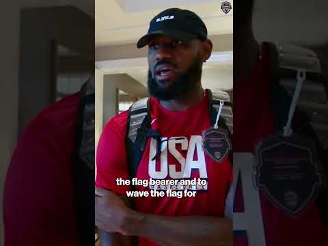 LeBron James reacts to being names US flag bearer for 2024 Olympics #shorts