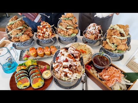 코로나에 오픈해서 월매출 1억! 입소문으로 대박난 대왕 꼬꼬동과 연어 김밥까지! / Amazing Karaage, salmon kimbap - Korean street food