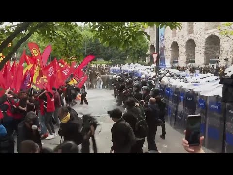 Clashes between police and protesters in Istanbul on Labour Day