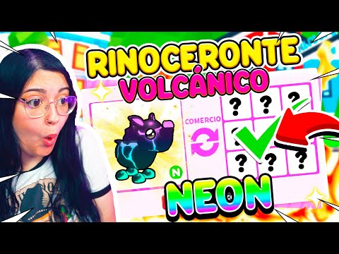 TRADEO EL PRIMER RINOCERONTE VOLCÁNICO *NEÓN* en ADOPT ME!! (Roblox)