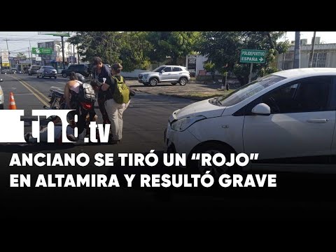 ¿No vio el rojo? Motociclista lesionado en sector de Altamira, Managua - Nicaragua